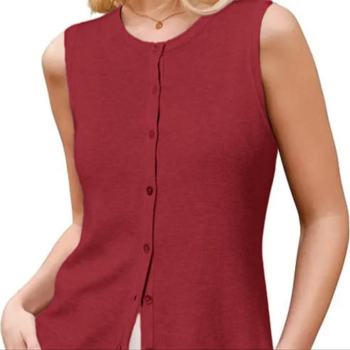 Women's SummerVibes Wool Blend Tank Top Button Down Non See Through Casual Business Outfit 2026