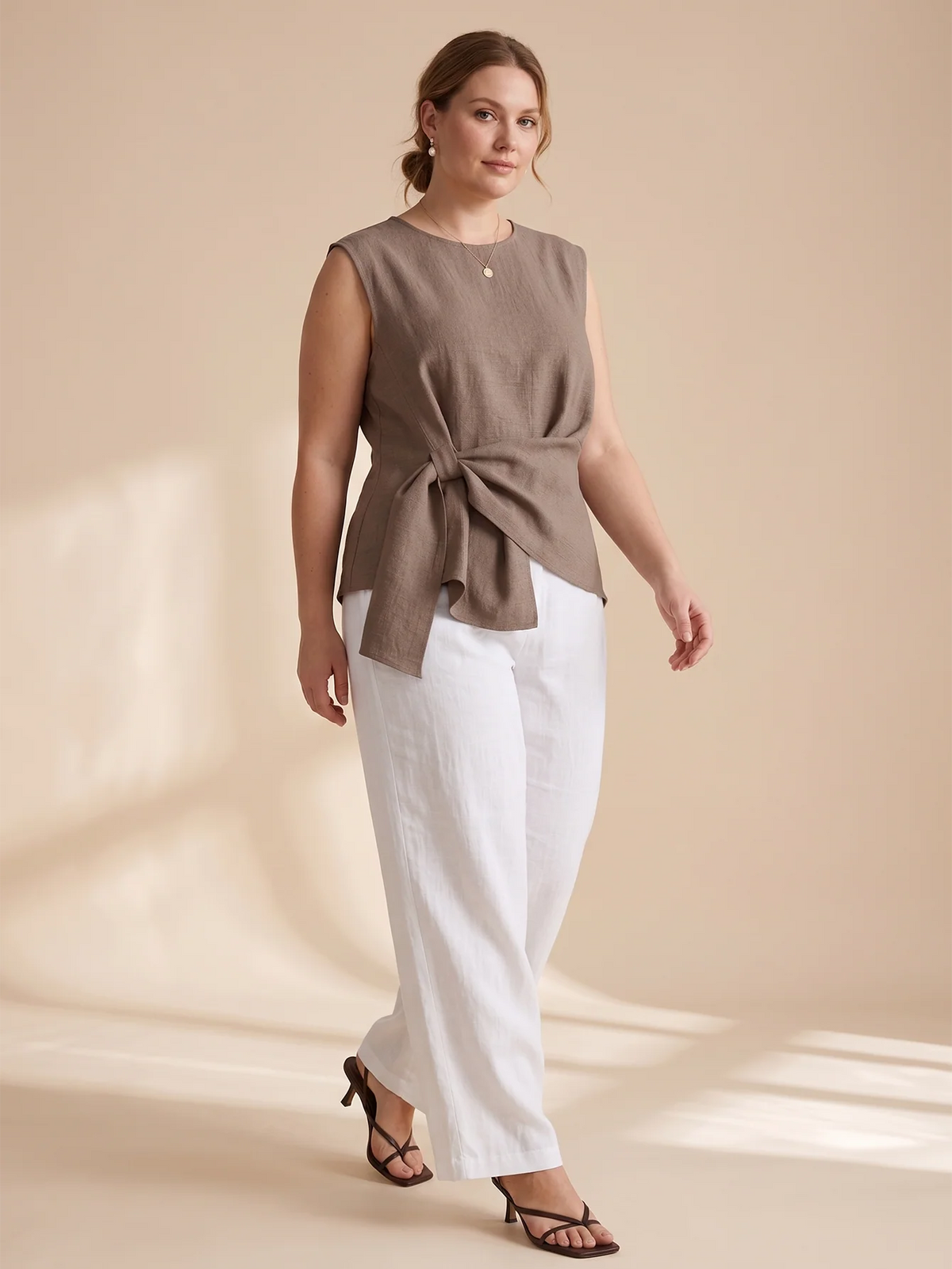 Larui Plus Size Women's Linen Irregular Hem Vest Top