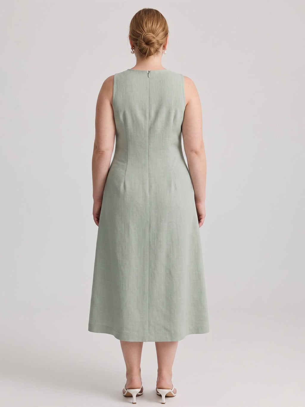 Larui Plus Size Elegant Button-Down Linen Dress