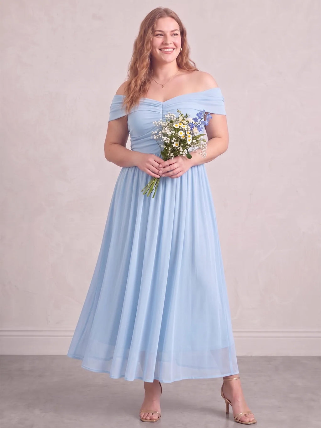 Larui Plus Size Off Shoulder A-Line Dress