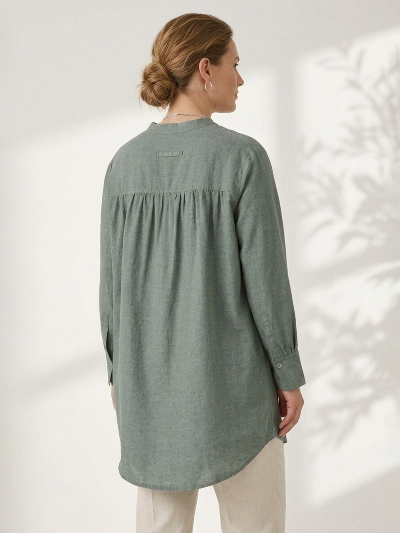 Larui Plus Size Elegant Long Linen Shirt
