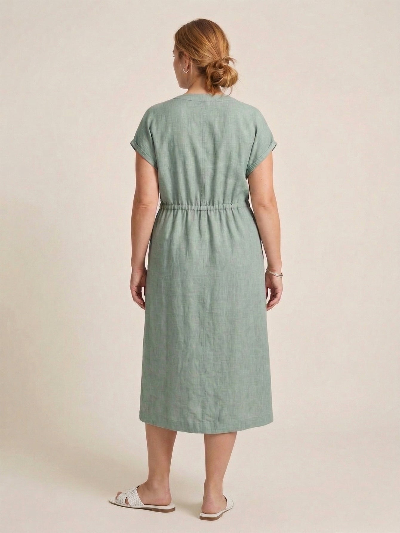 Larui Plus Size Women's Elegant Pocket Linen Dress