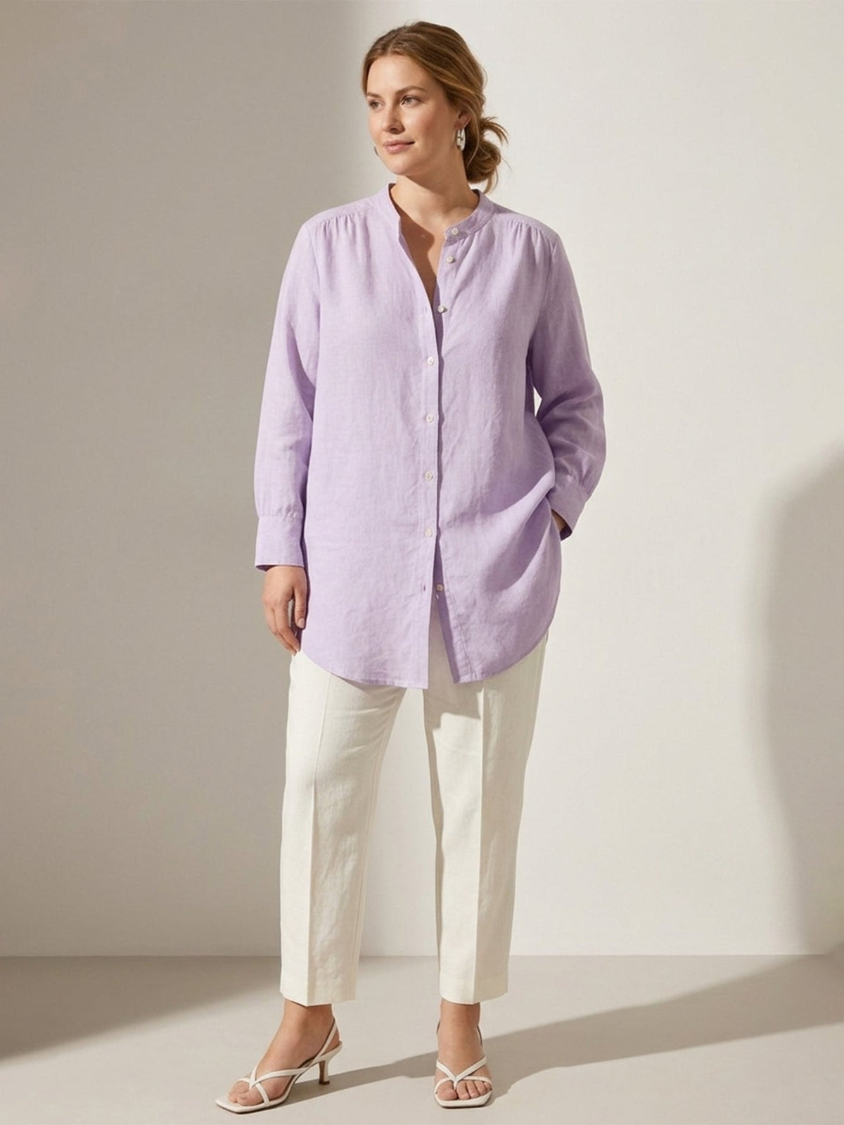Larui Plus Size Elegant Long Linen Shirt
