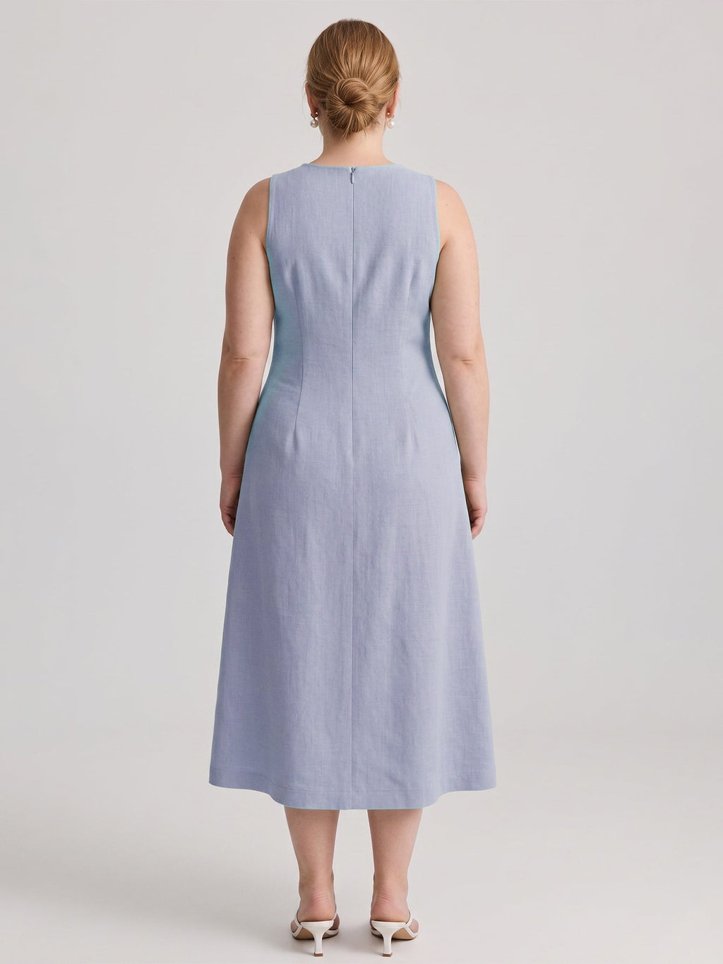 Larui Plus Size Elegant Button-Down Linen Dress