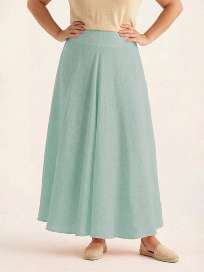 Larui Plus Size Linen A-line Skirt
