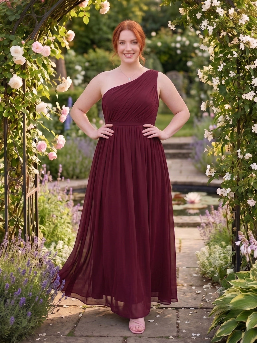 Larui  Plus-Size Women's One-Shoulder  Dress