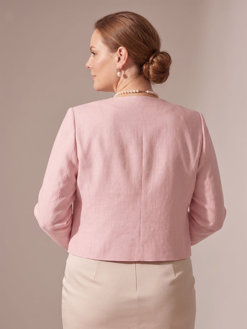 Larui Plus Size Women's Bow-Tie Short Elegant Linen  Jacket