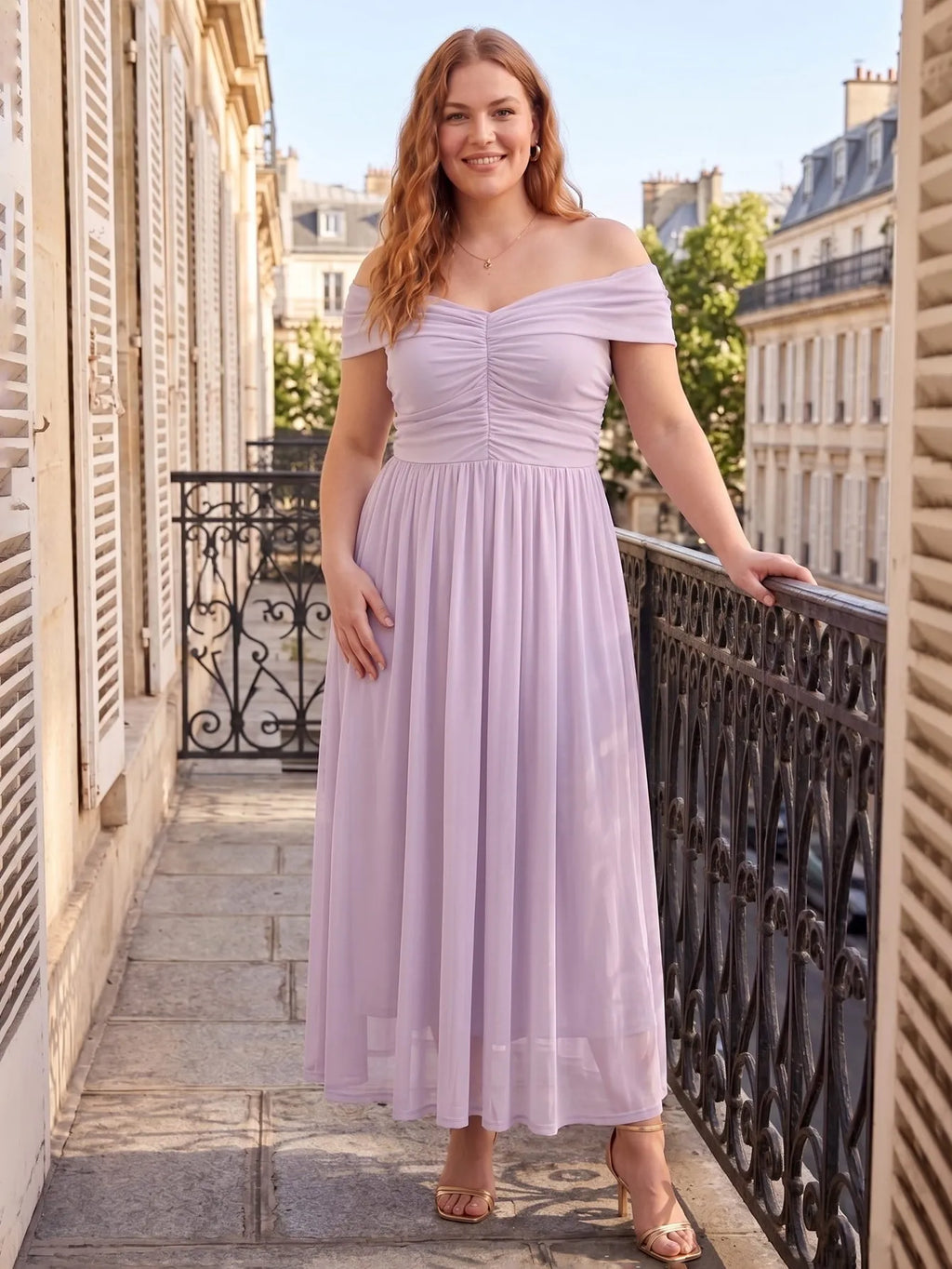 Larui Plus Size Off Shoulder A-Line Dress