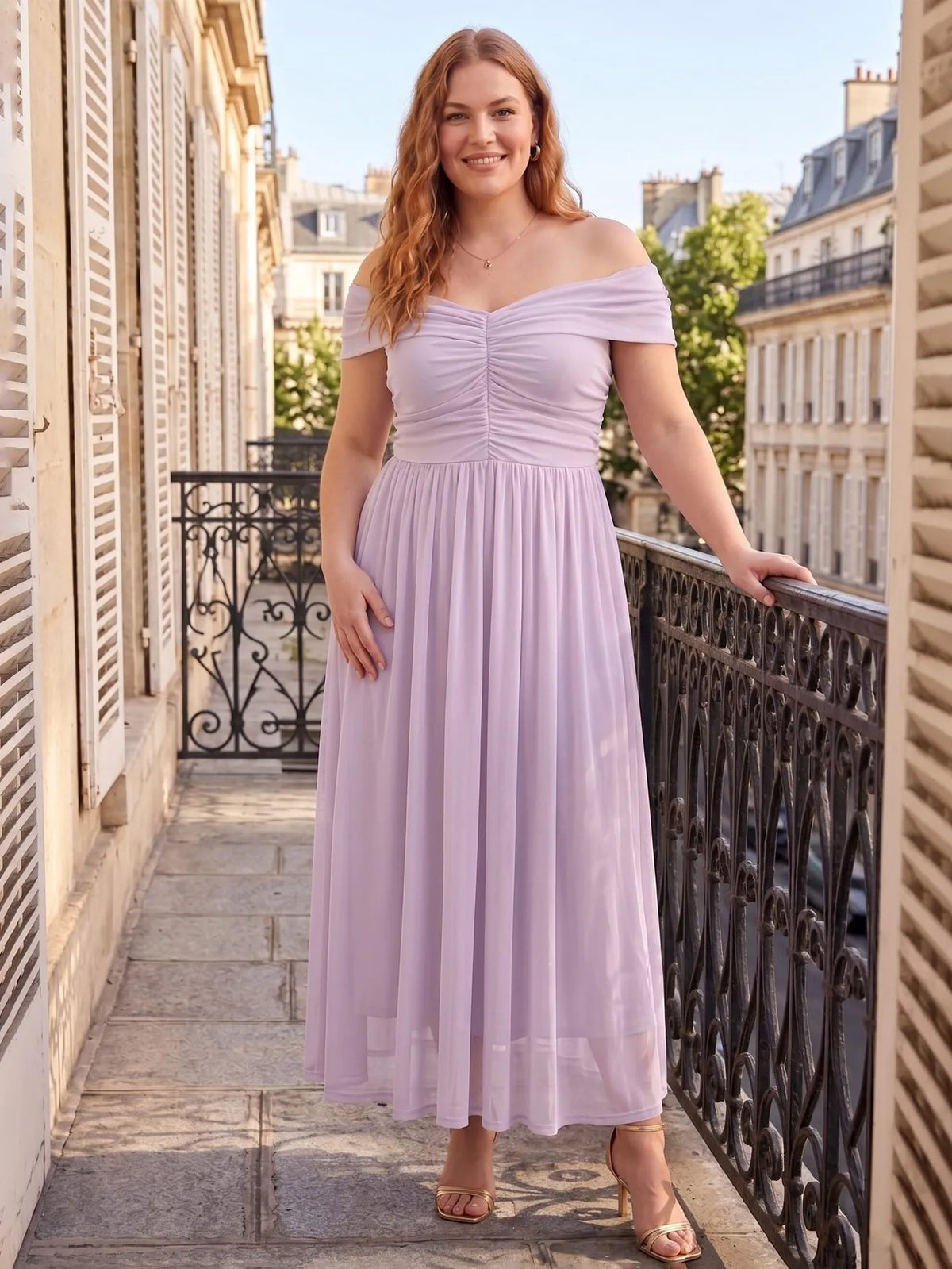 Larui Plus Size Off Shoulder A-Line Dress