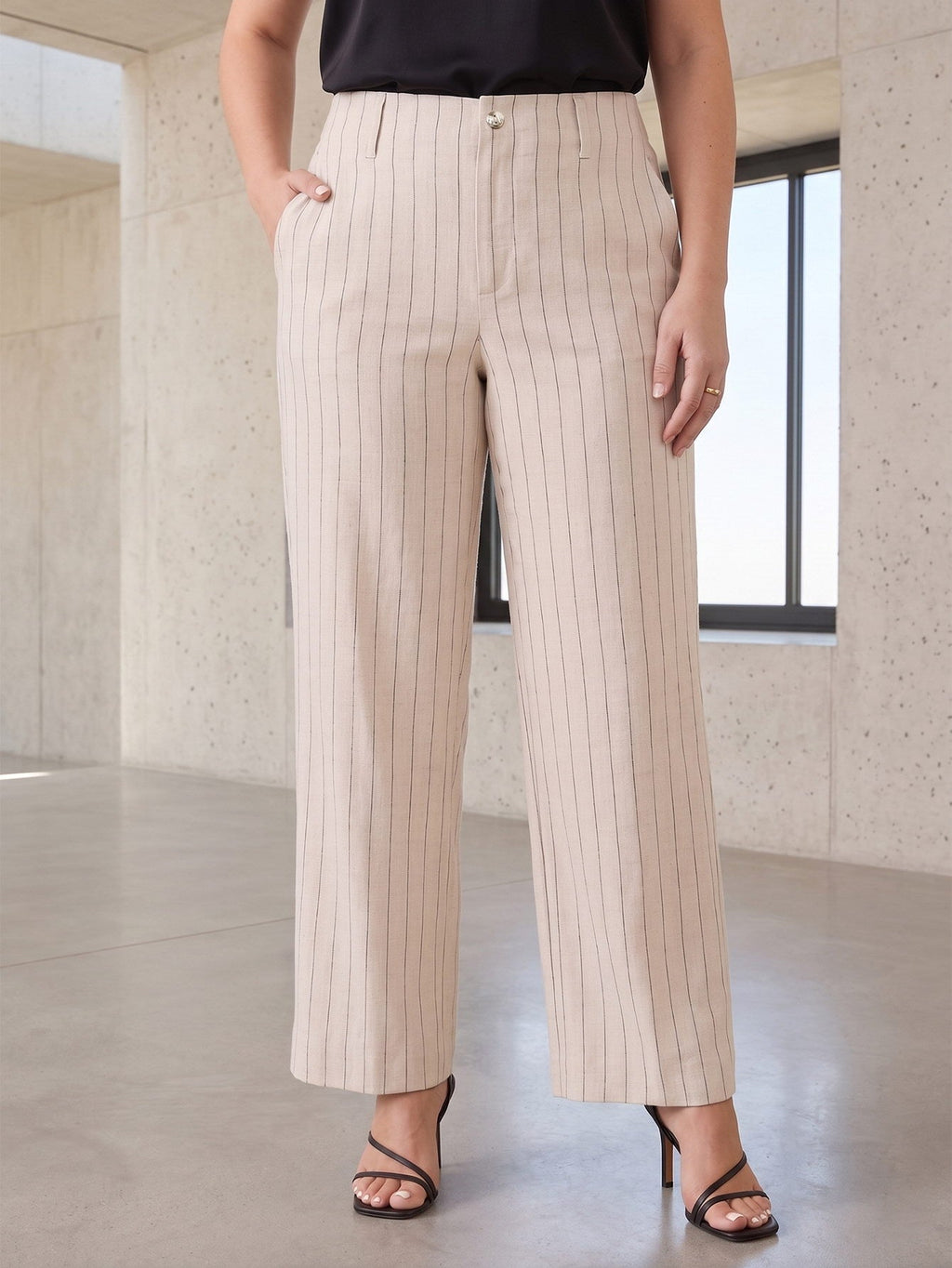 Larui Plus Size Women's Stripes Pants