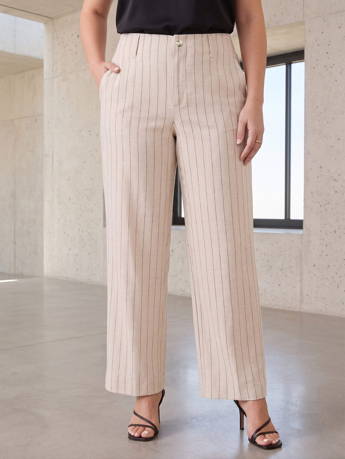 Larui Plus Size Women's Stripes Pants