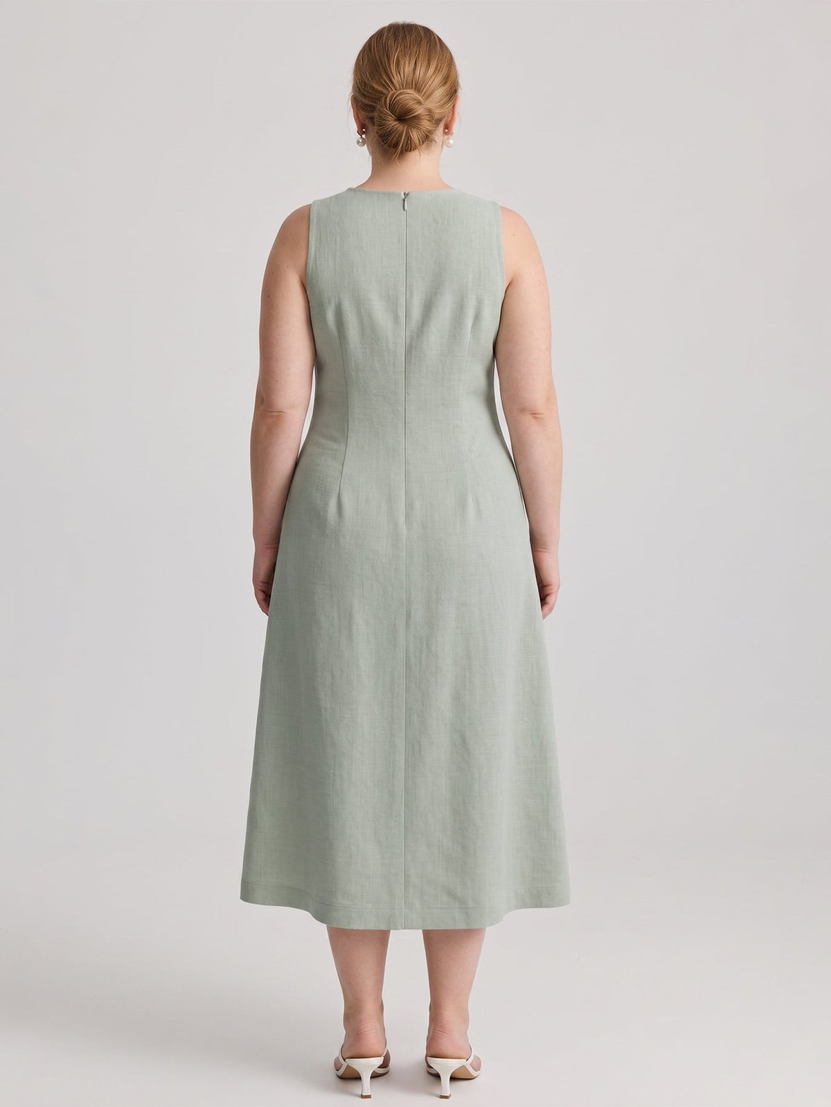 Larui Plus Size Elegant Button-Down Linen Dress