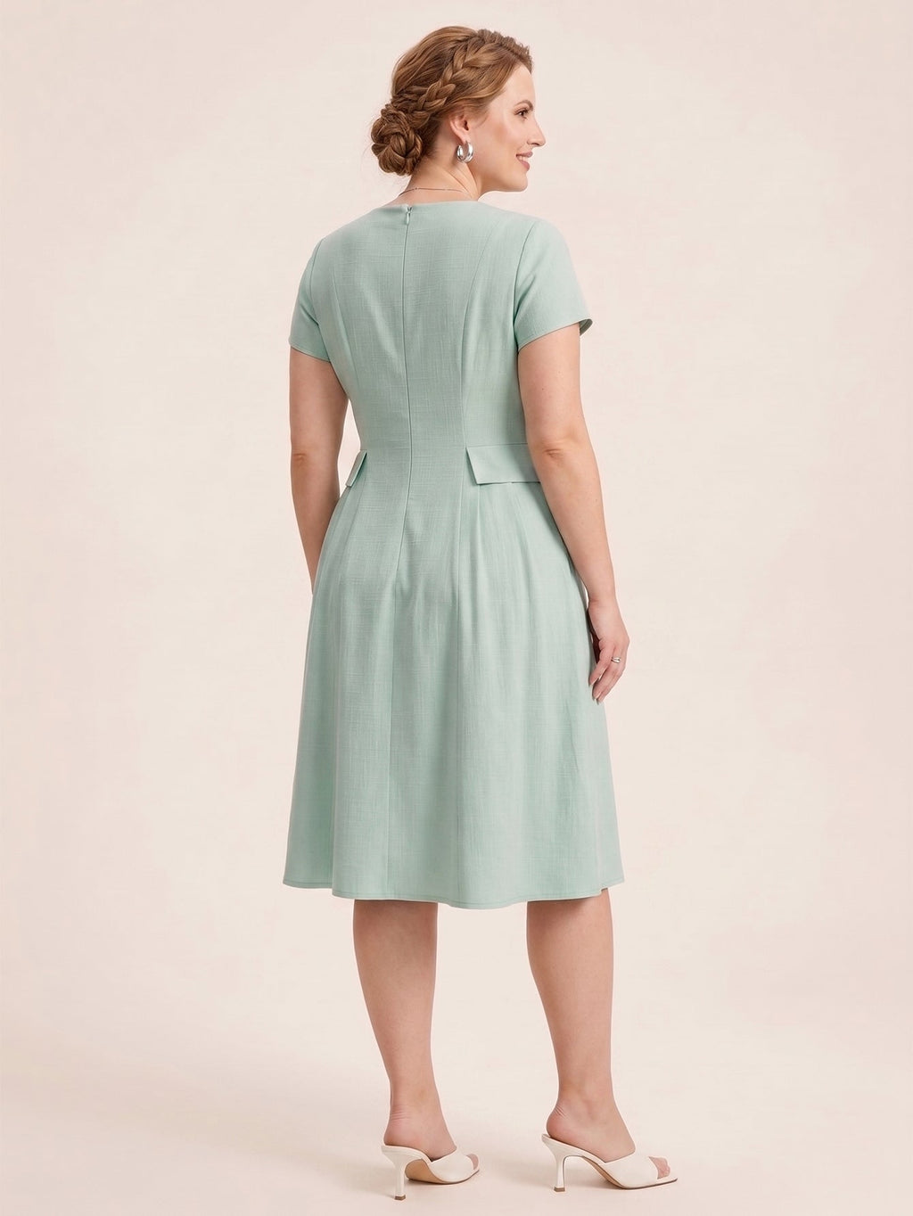 Larui Plus Size Elegant Pleated Linen Dress