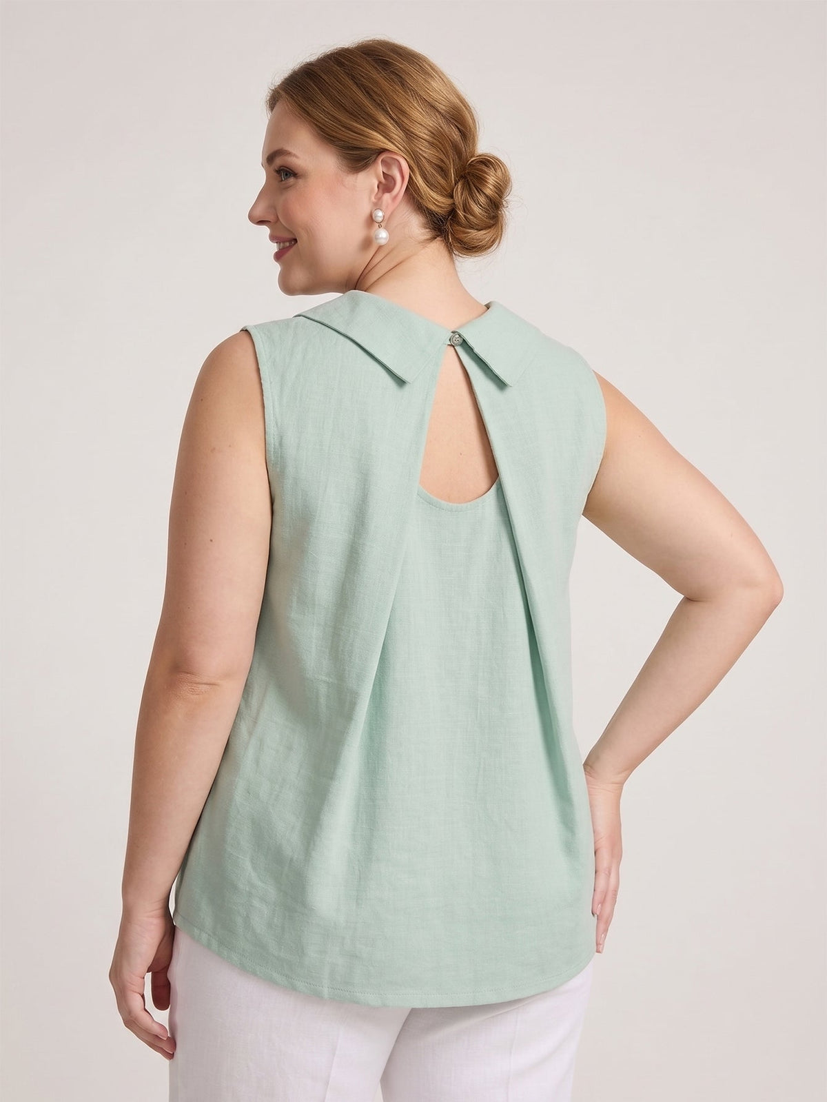 Larui Plus Size Women's Backless Linen Vest