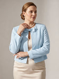 Larui Plus Size Women's Bow-Tie Short Elegant Linen Jacket