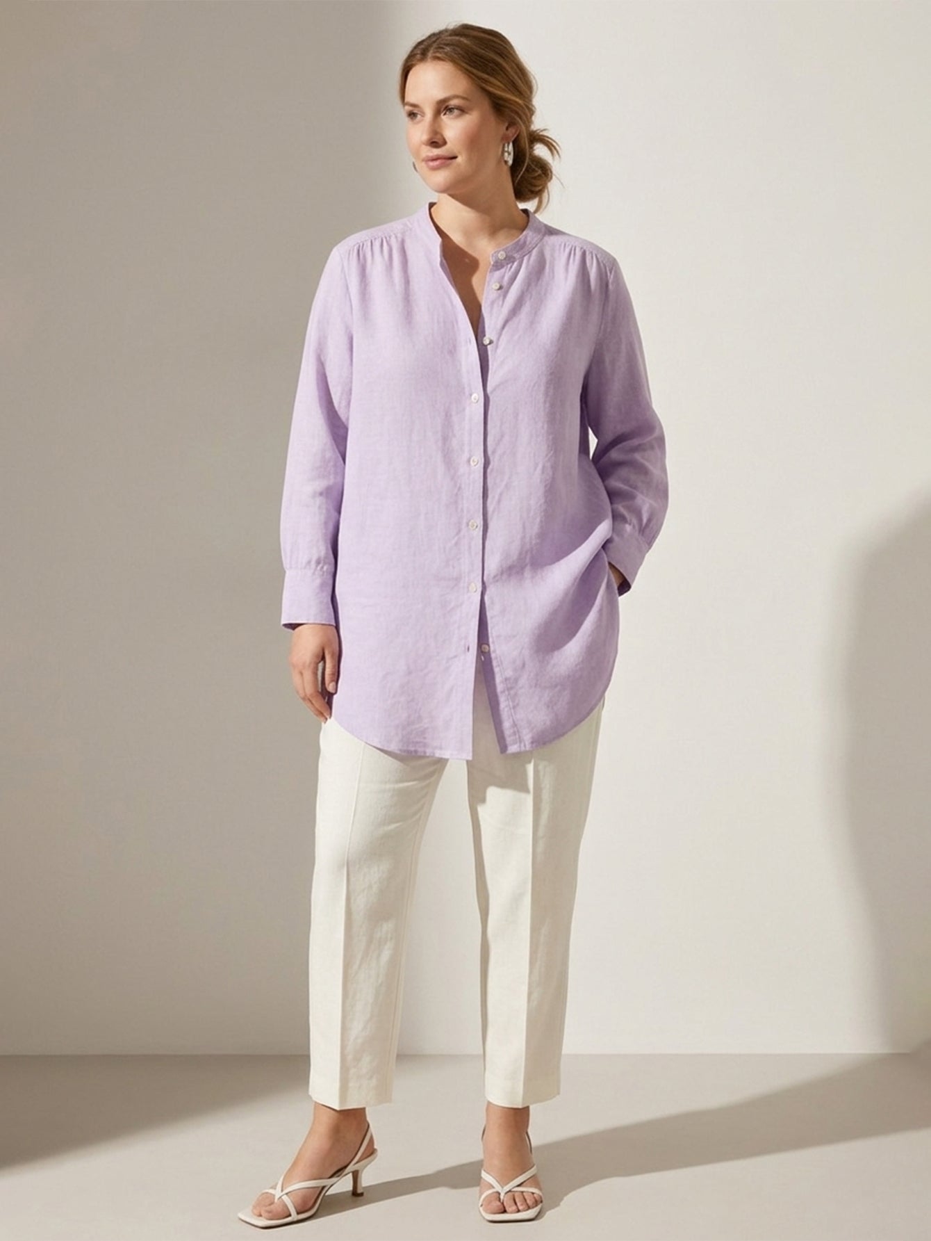 Larui Plus Size Elegant Long Linen Shirt