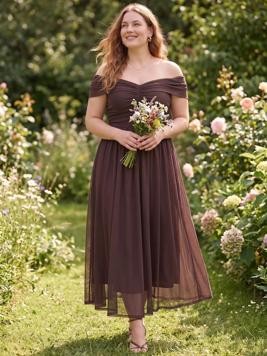 Larui Plus Size Off Shoulder A-Line Dress