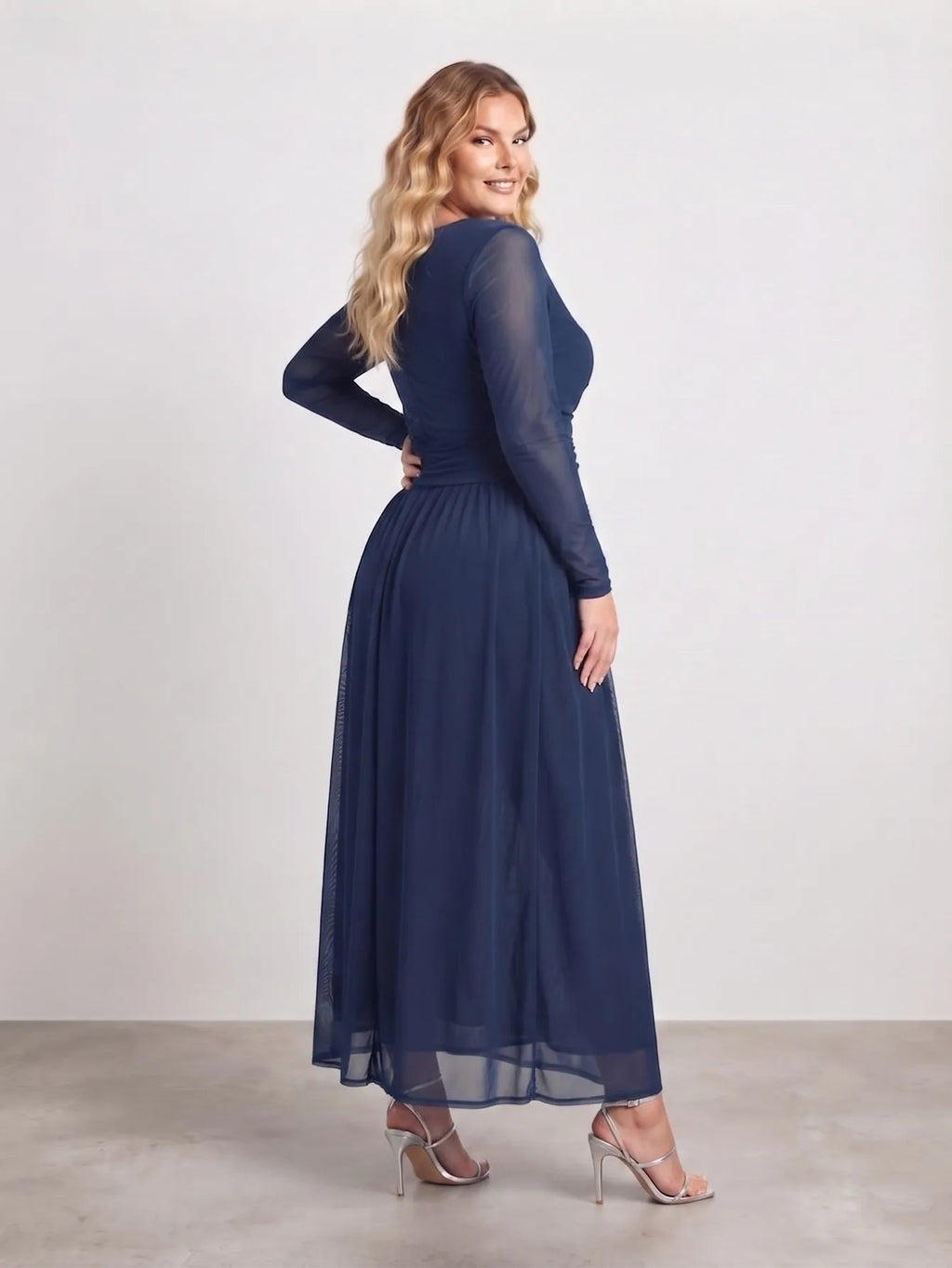 Larui Plus Size Mesh Elegant Long Sleeves Dress