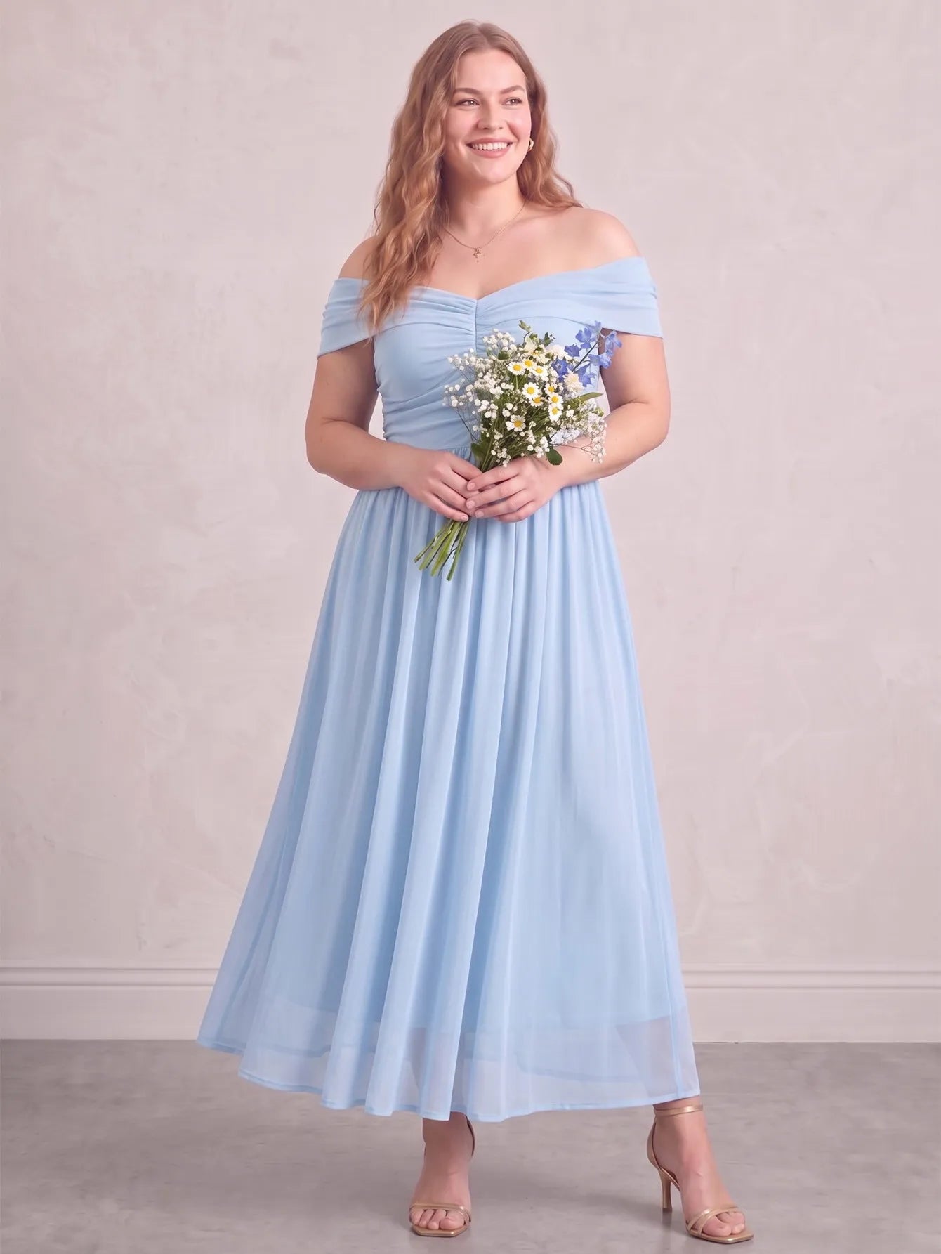 Larui Plus Size Off Shoulder A-Line Dress