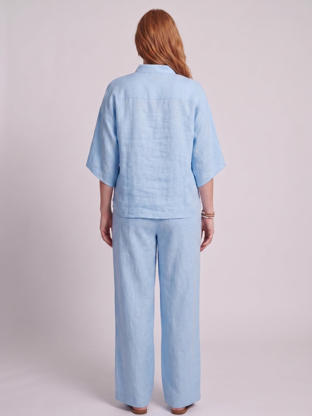 Larui Plus Size Women's V-Neck Button-Detail Casual Linen Set