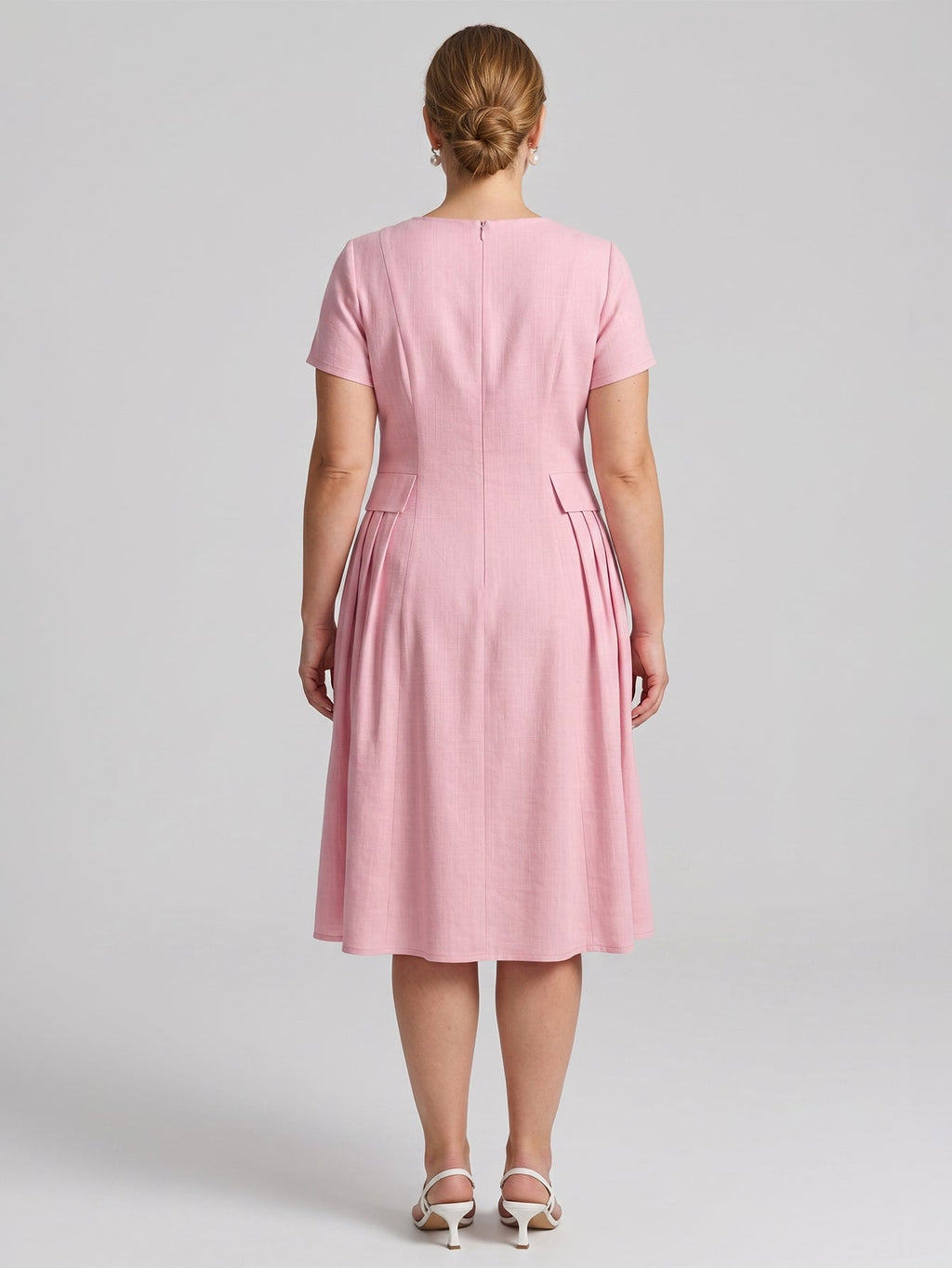 Larui Plus Size Elegant Pleated Linen Dress