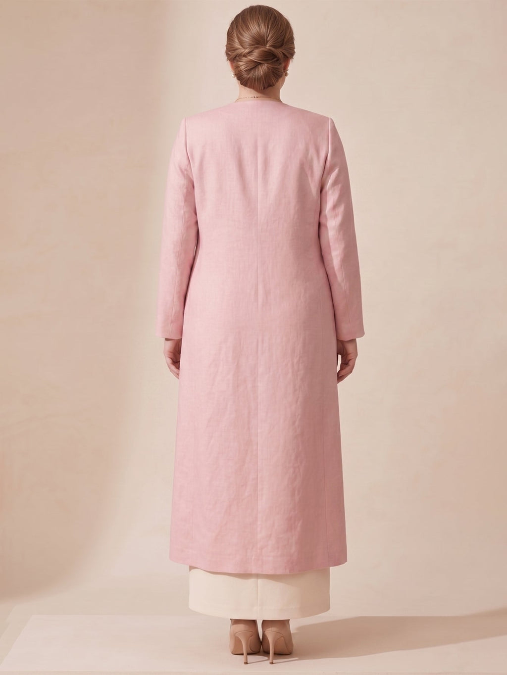 Larui Plus Size Women's Bow-Knot Wedding Long LinenCoat