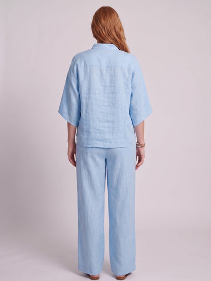 Larui Plus Size Women's V-Neck Button-Detail Casual Linen Set