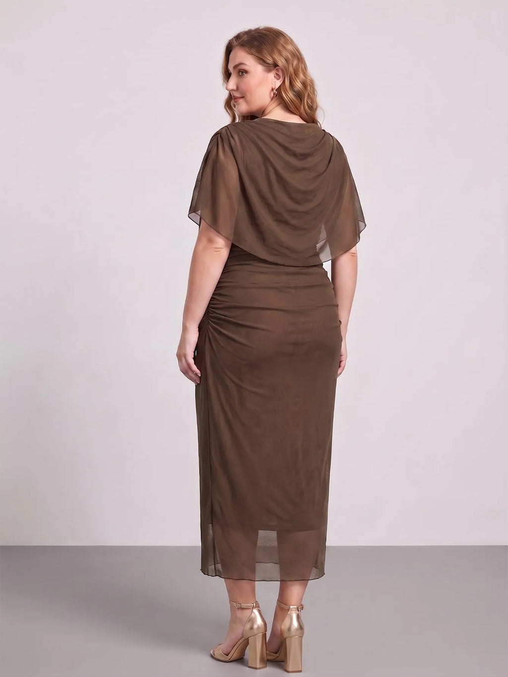 Larui Plus Size Mesh Bodycon Midi Dress