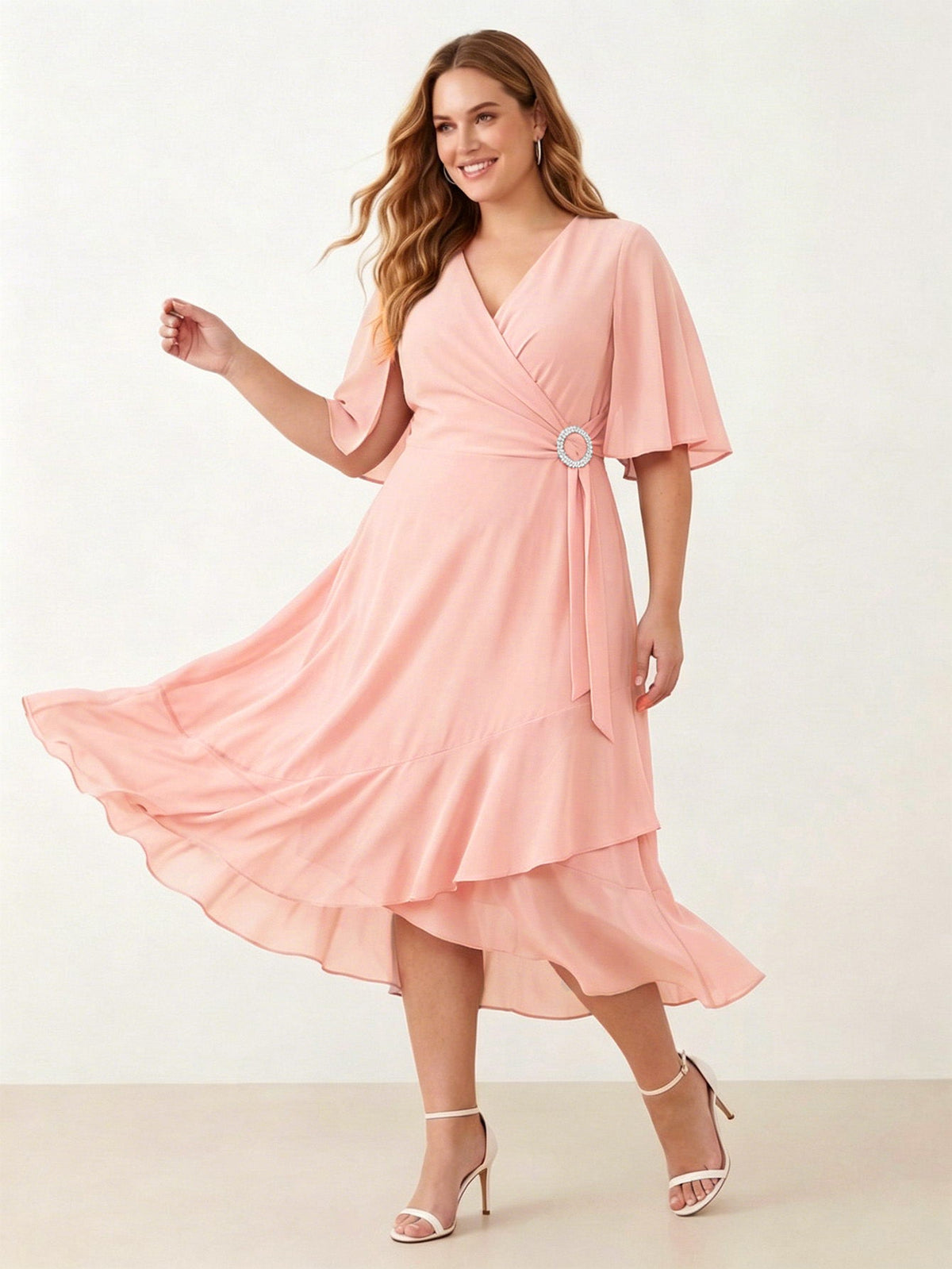 Larui Plus Size Women‘s Chiffon Dress