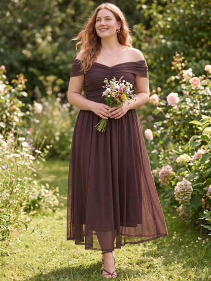 Larui Plus Size Off Shoulder A-Line Dress