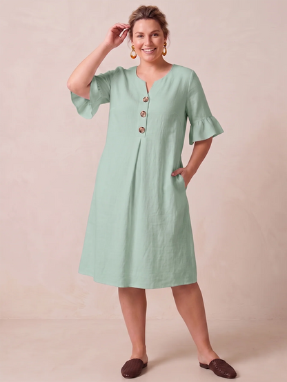 Larui Plus-Size Women's Elegant Casual Pocket Dress