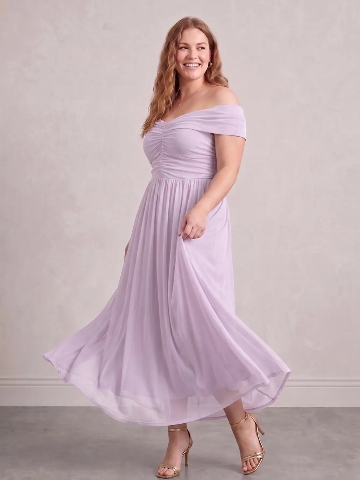 Larui Plus Size Off Shoulder A-Line Dress