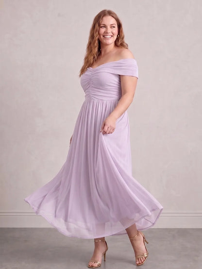 Larui Plus Size Off Shoulder A-Line Dress