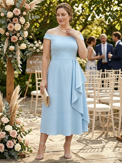 Larui Plus Size Women's Off-Shoulder Elegant Linen  Dress
