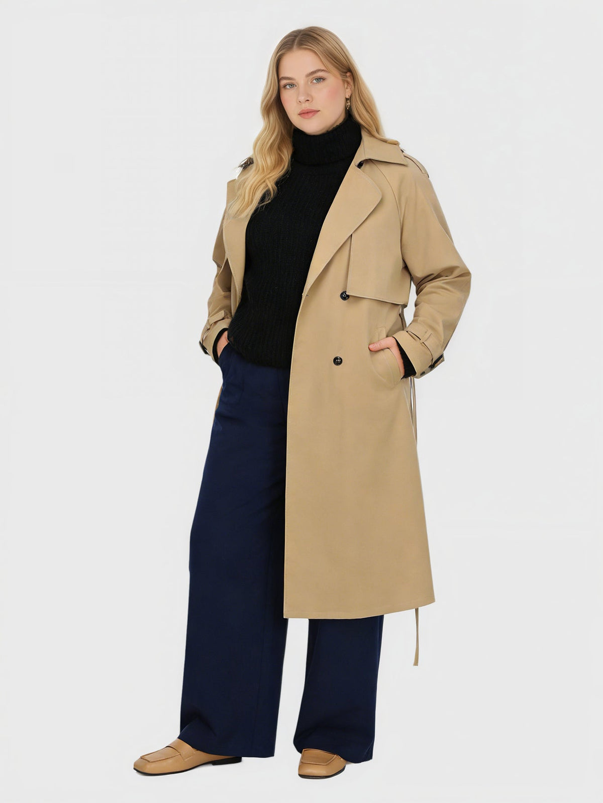 Larui Plus Size Women's Trench Coat