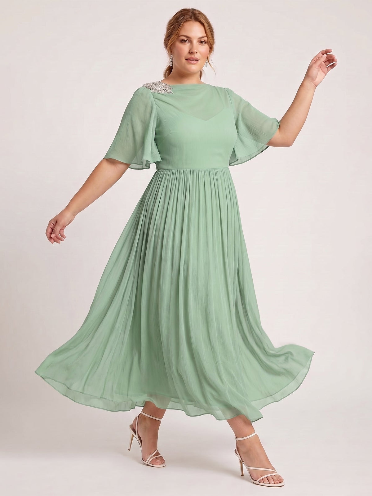 Larui Plus Size Women's Chiffon Dress
