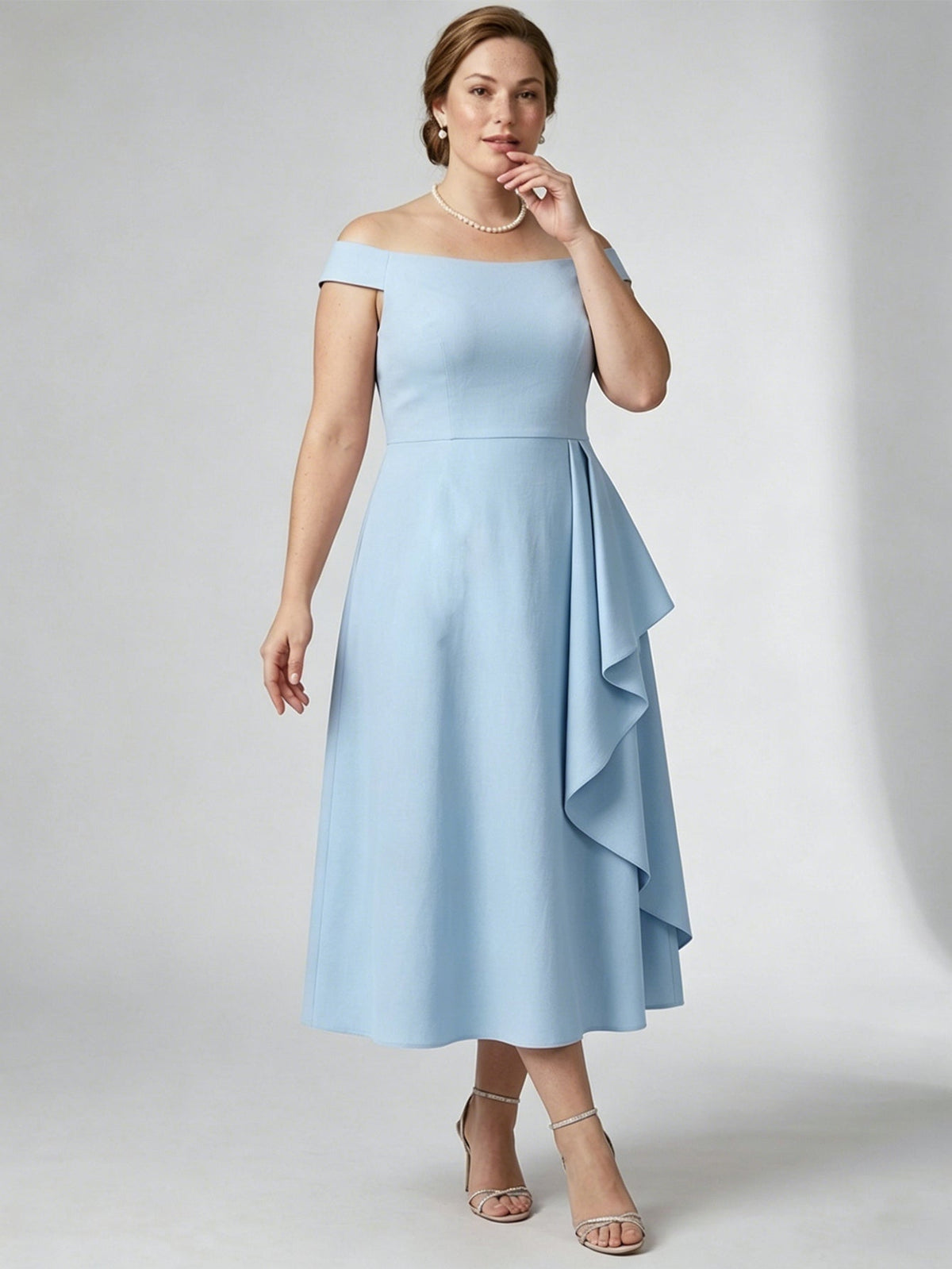 Larui Plus Size Women's Off-Shoulder Elegant Linen Dress