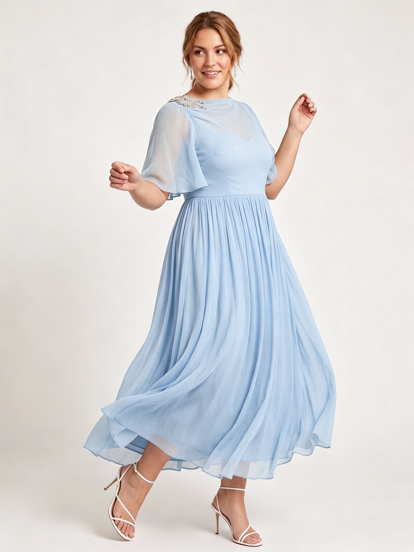 Larui Plus Size Women's Chiffon Dress
