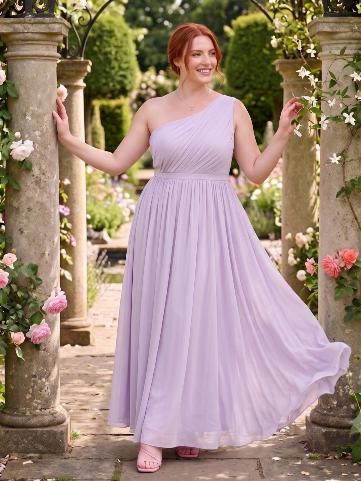 Larui  Plus-Size Women's One-Shoulder  Dress