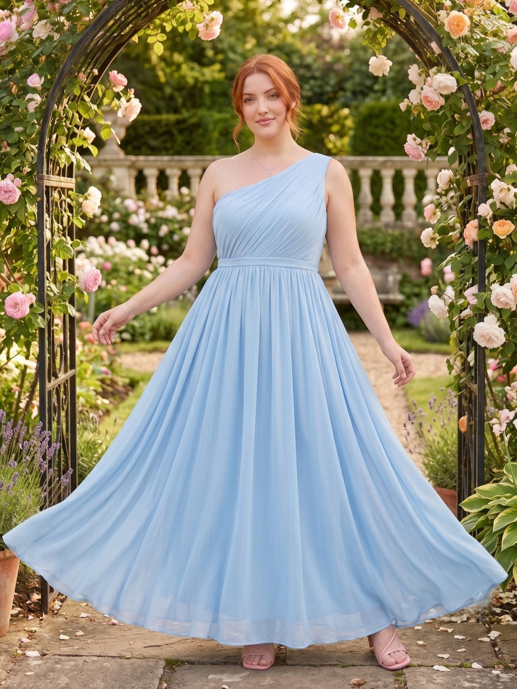 Larui  Plus-Size Women's One-Shoulder  Dress