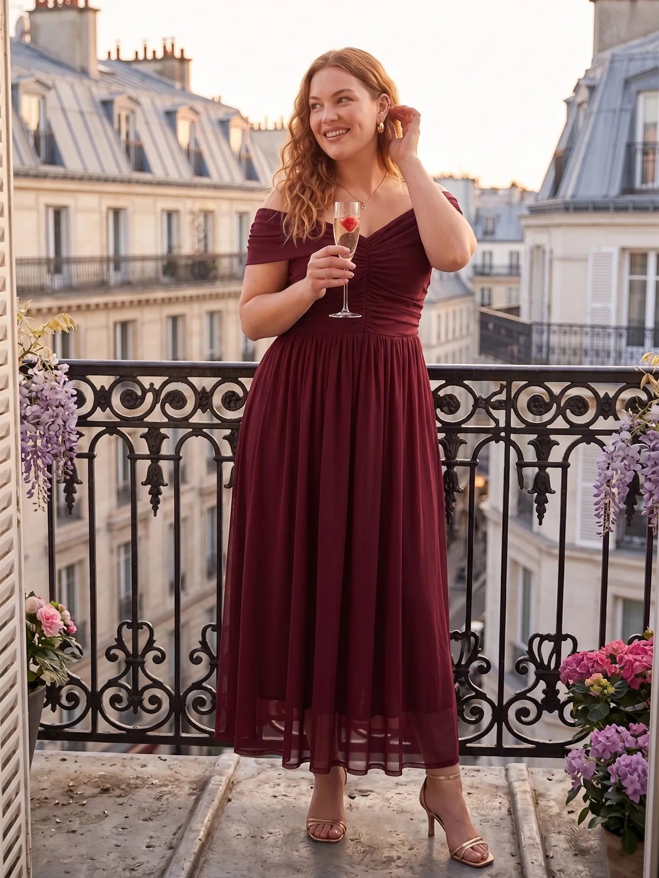 Larui Plus Size Off Shoulder A-Line Dress