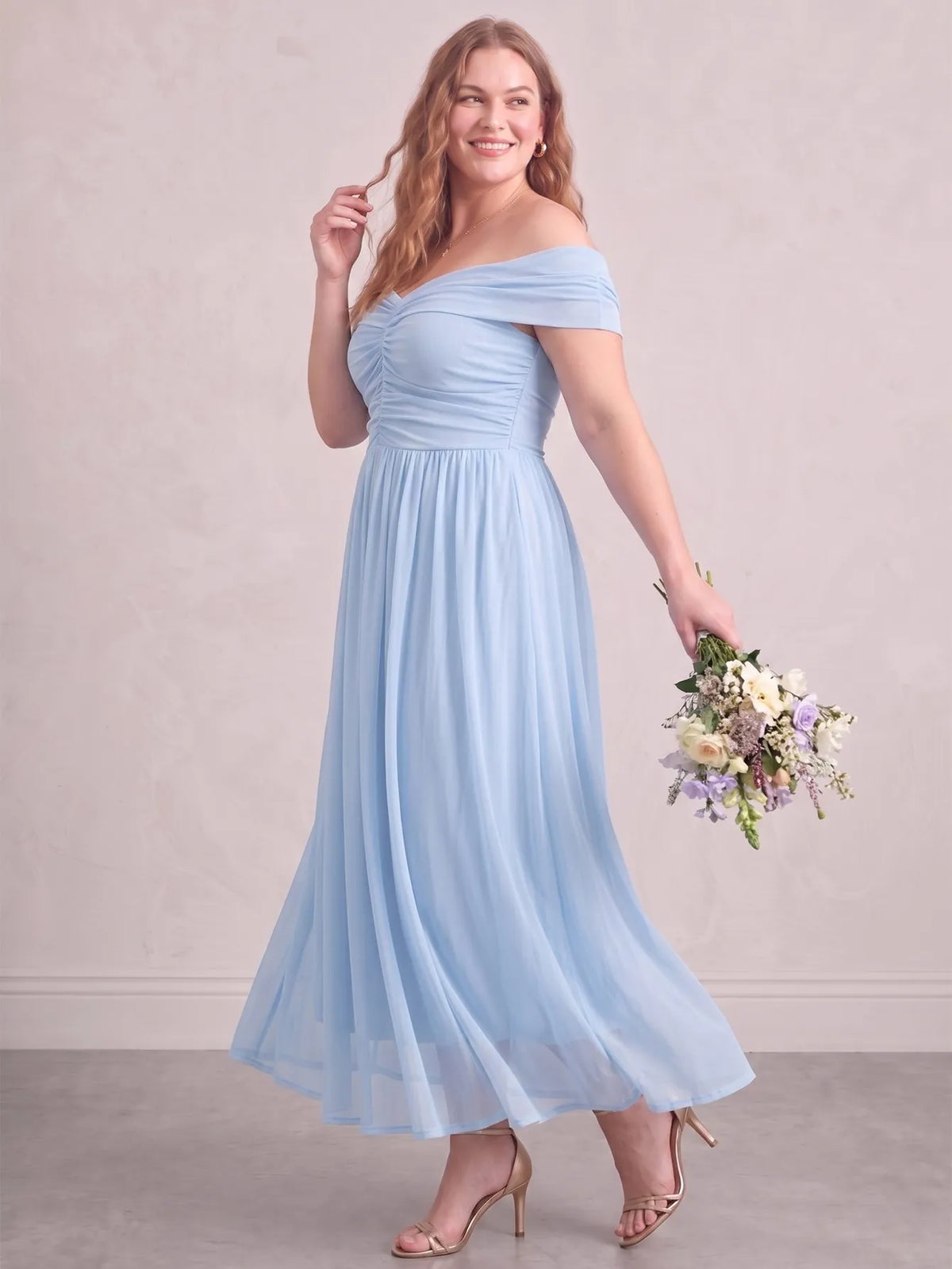Larui Plus Size Off Shoulder A-Line Dress