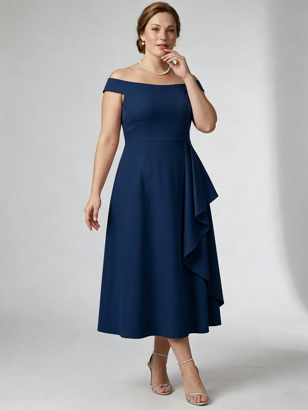 Larui Plus Size Women's Off-Shoulder Elegant Linen Dress