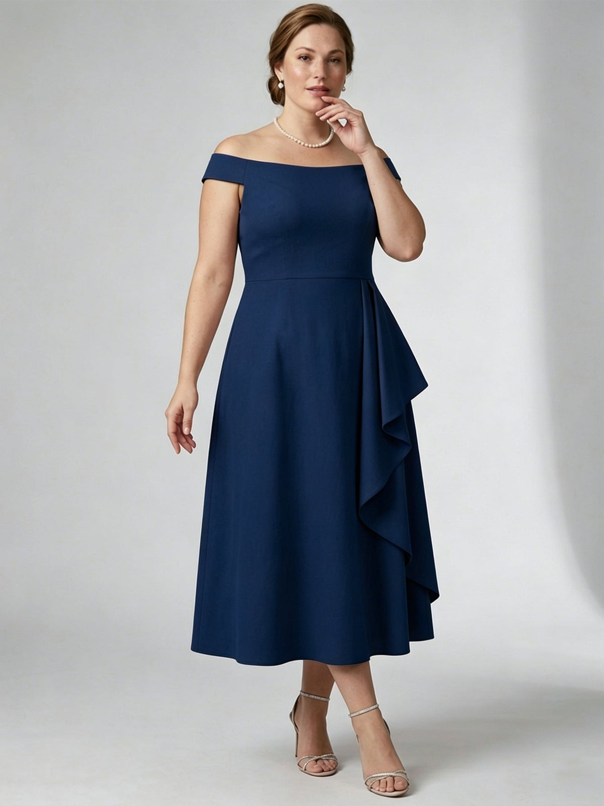 Larui Plus Size Women's Off-Shoulder Elegant Linen  Dress