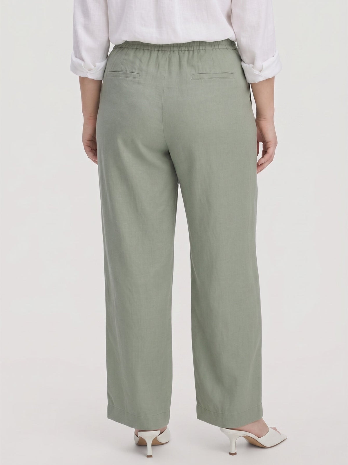 Larui Plus Size Women's Linen Pocket Wide-Leg Pants
