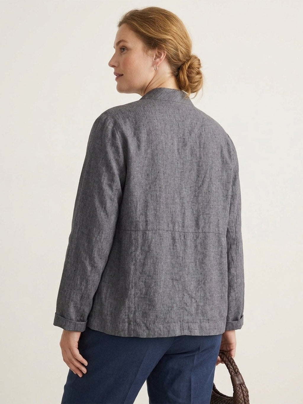 Larui Plus Size Women's Linen Casual Linen Jacket