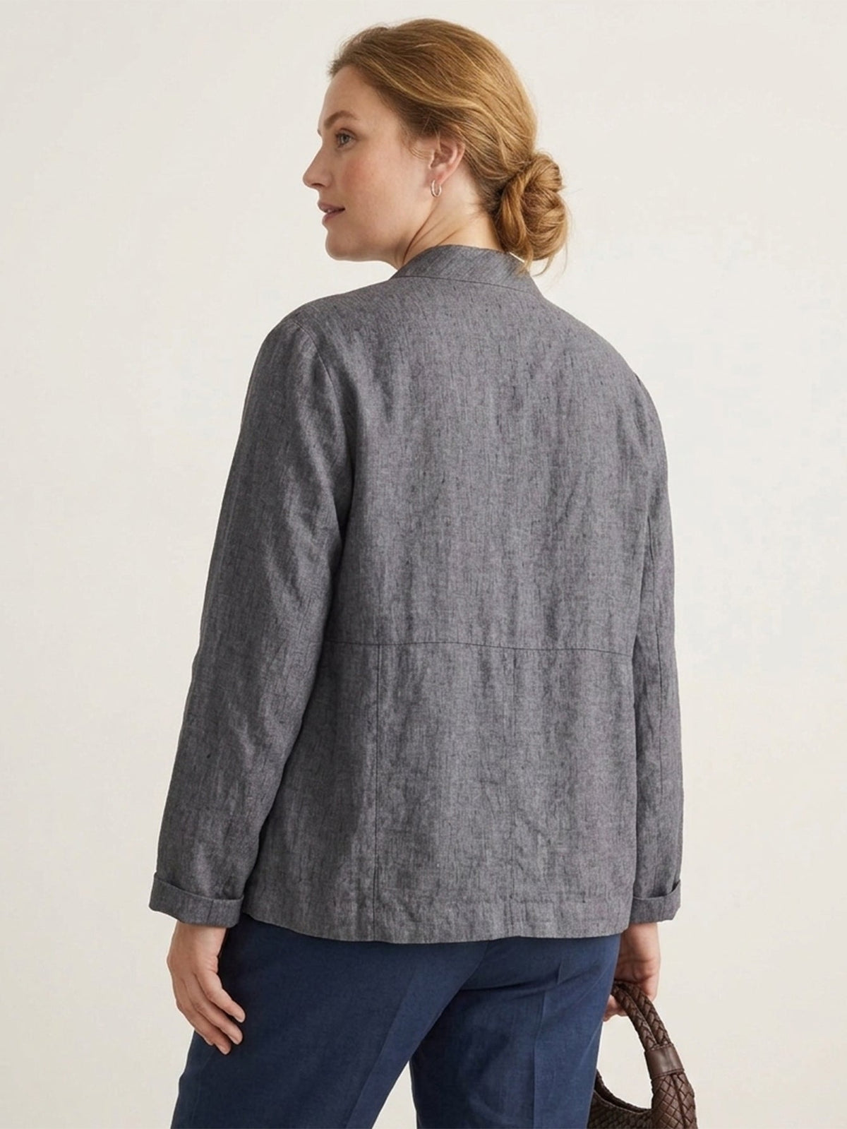 Larui Plus Size Women's Linen Casual Linen Jacket