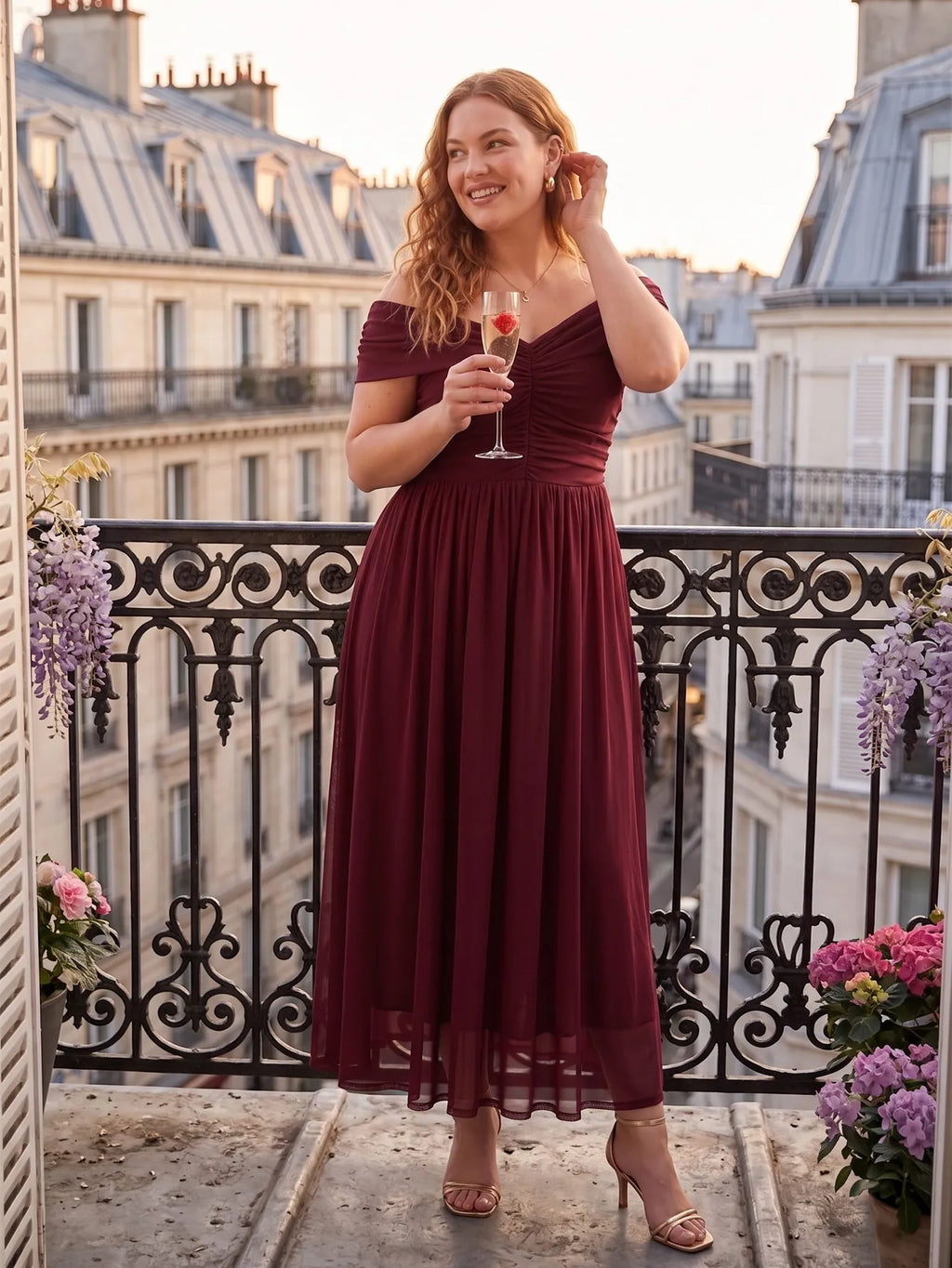 Larui Plus Size Off Shoulder A-Line Dress