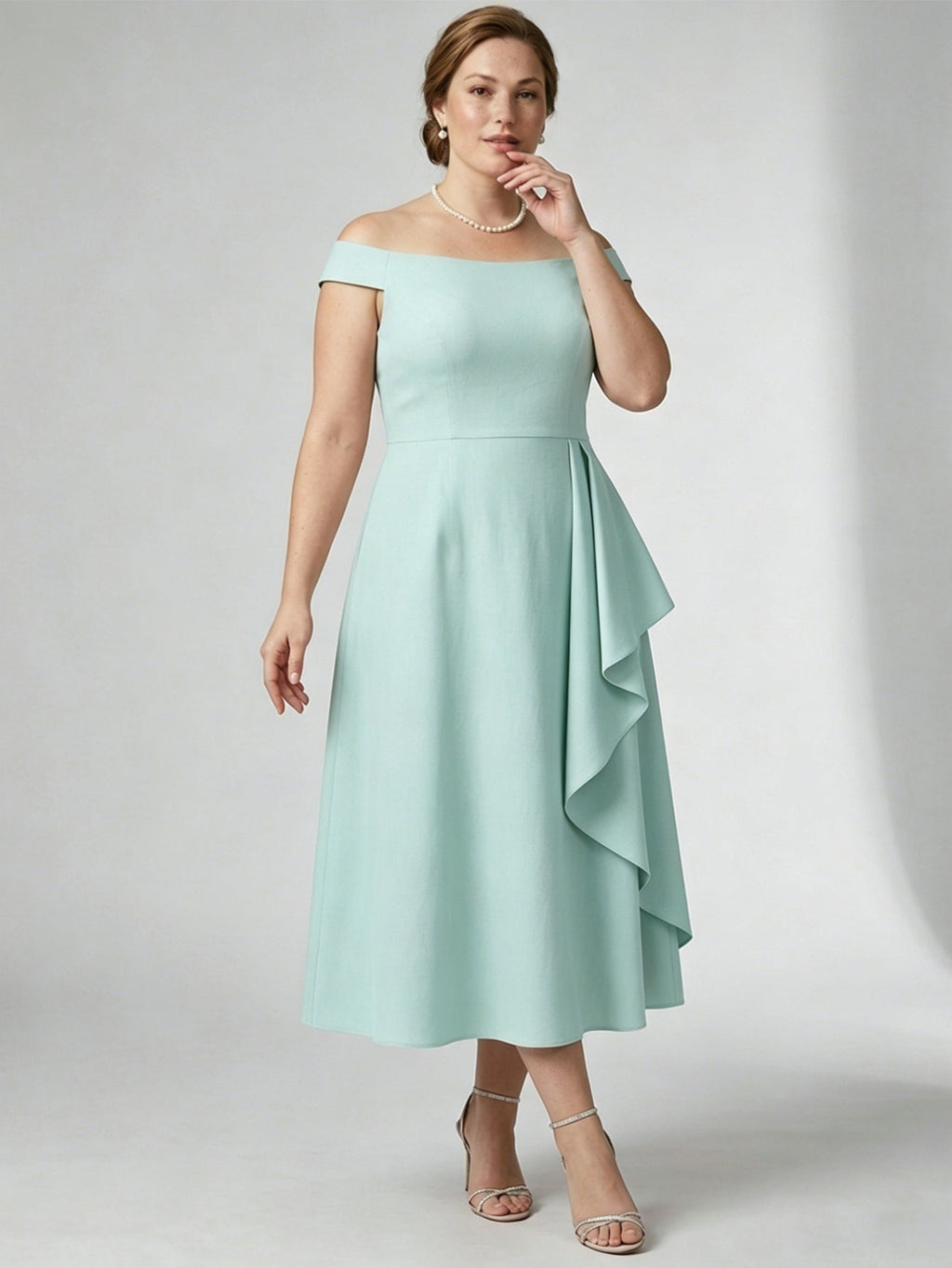 Larui Plus Size Women's Off-Shoulder Elegant Linen  Dress