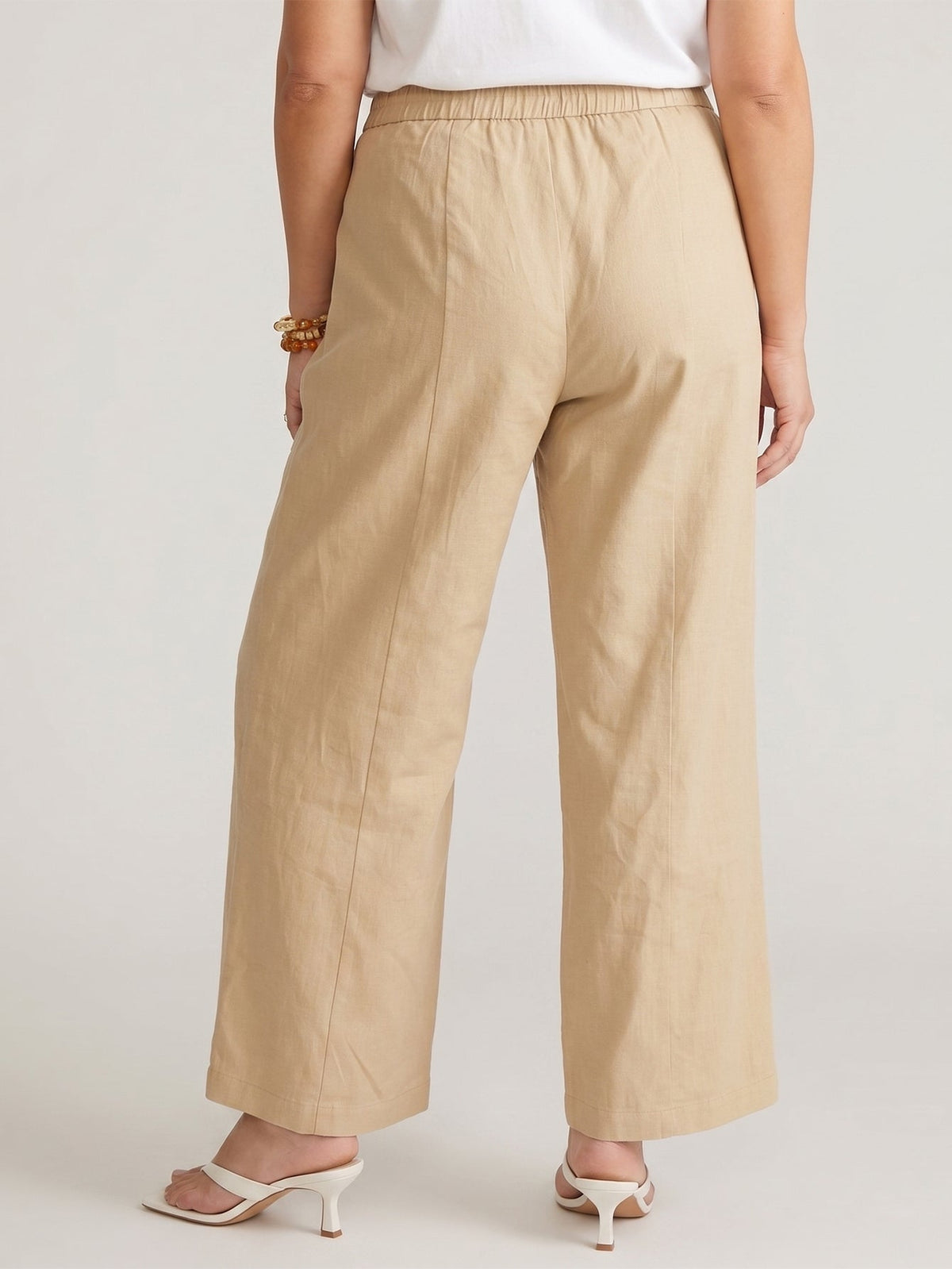 Larui Plus Size Women's Button-Down Wide-Leg Linen Pants